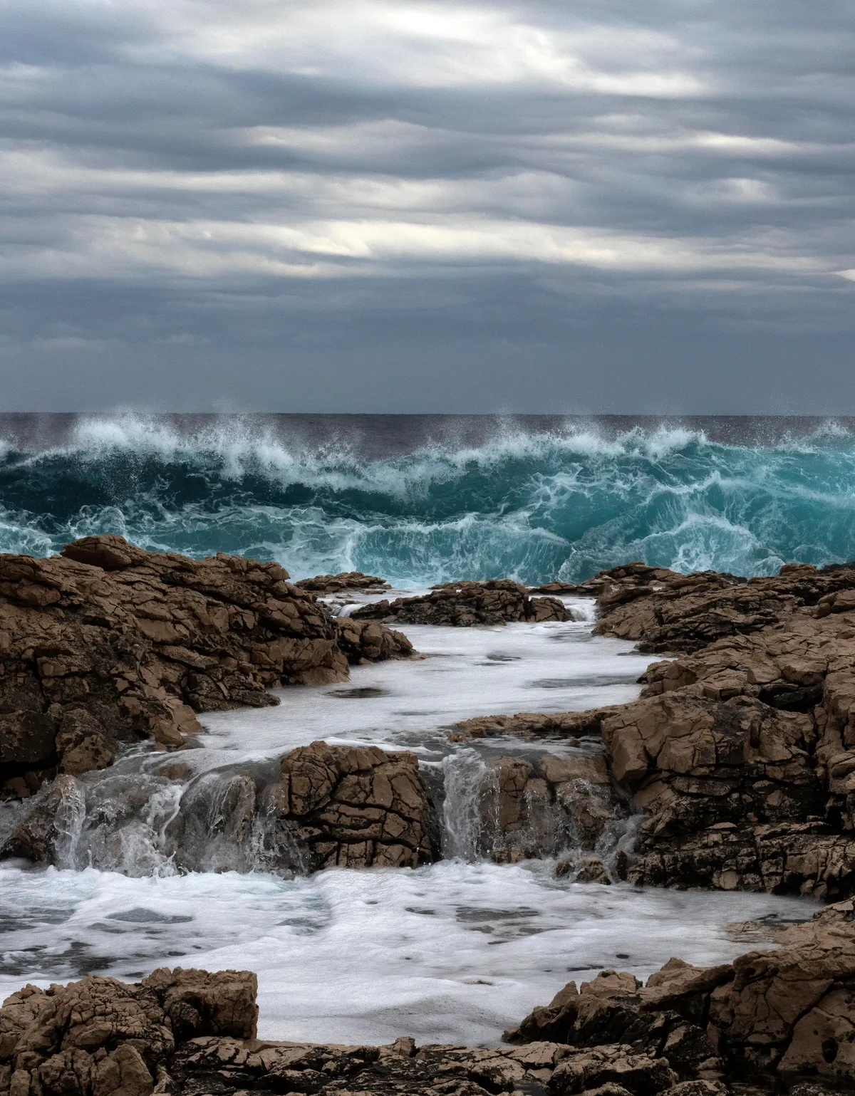 Furious sea with huge angry waves