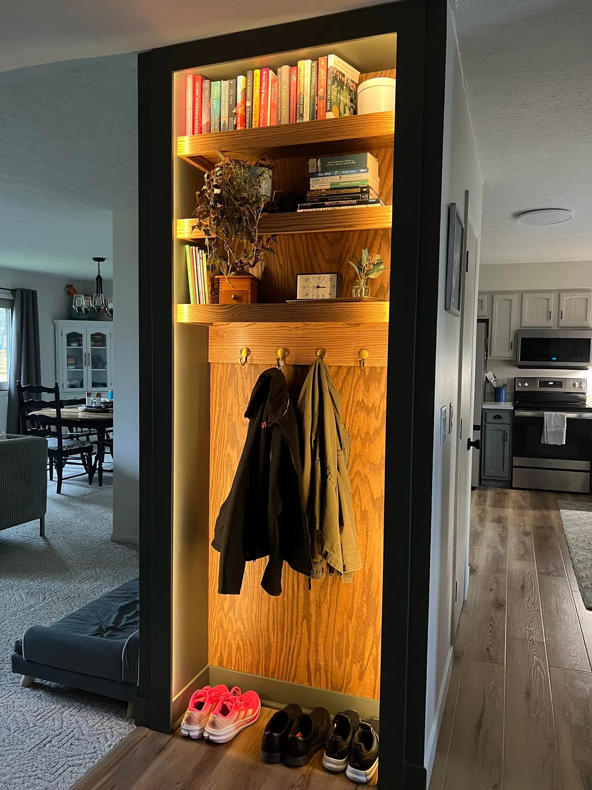 Reclaimed unused coat closet for pantry expansion