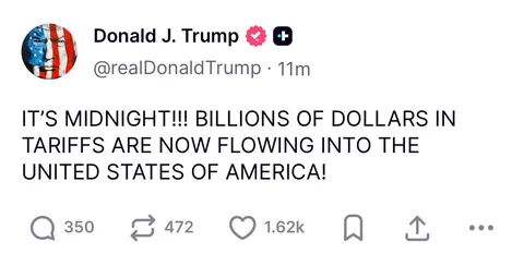 Reciprocal tariffs have come into effect