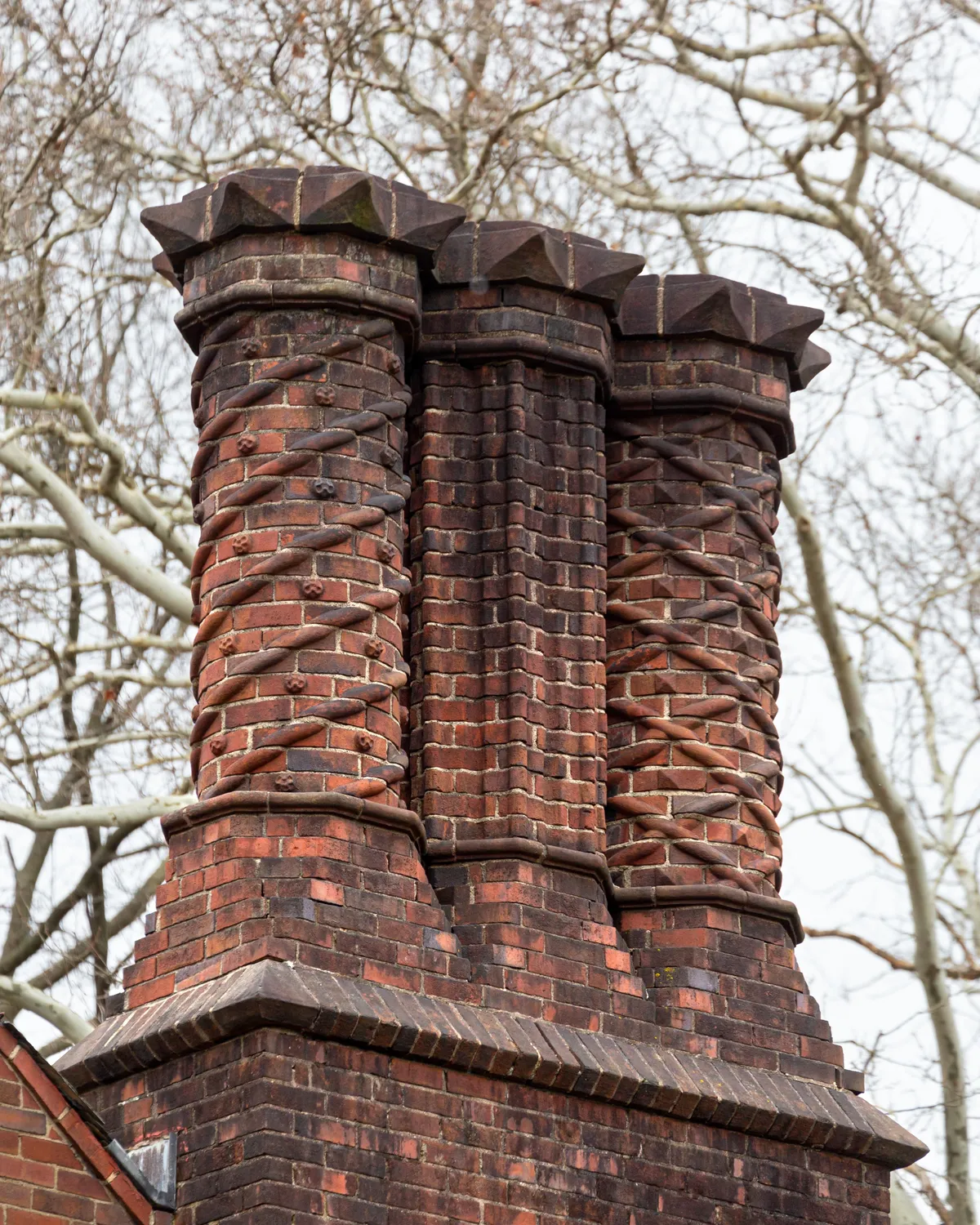 Tudor revival chimneys in Squirrel Hill, Pittsburgh