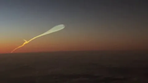 Caught the Falcon Heavy second stage separation and ignition on my flight. We were over the Turks and Caicos Islands at 34,000’. One of the coolest things I’ve ever seen.