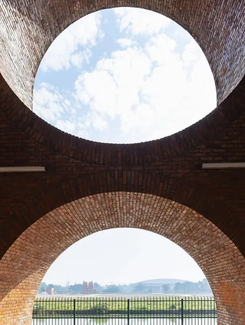 The magic of bricks.🧱 This is the Lumbini Museum, Nepal, designed by the Kenzo Tange, 1978