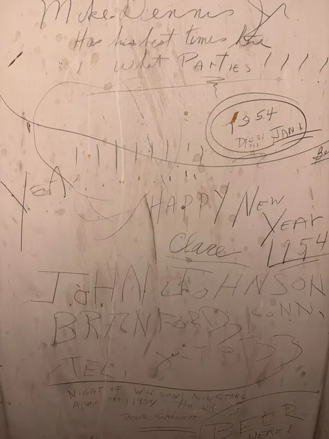Signatures of party-goers from the 40s and 50s in my century y/o basement