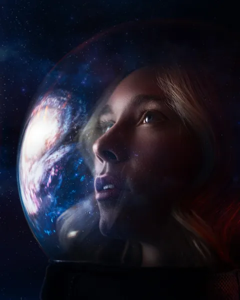 ITAP of my wife with a fishbowl on her head in front of our TV