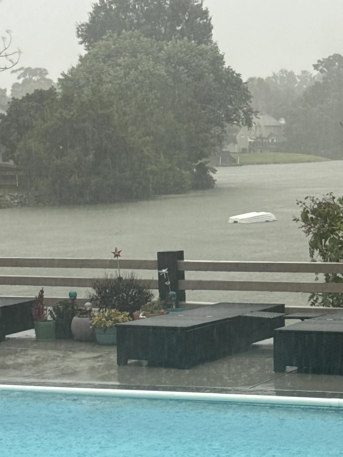The flooding is so bad my dock submerged and my boat floated away.