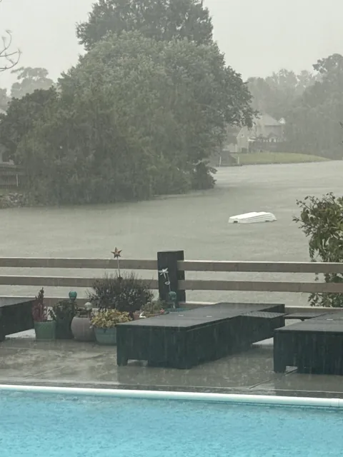 The flooding is so bad my dock submerged and my boat floated away.