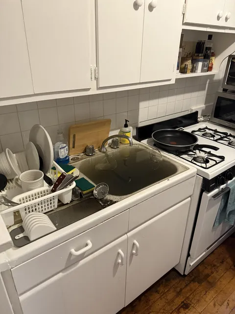 Was away from my apartment for ONE night and I came home to this. Yes it was sewage. Yes it filled the entire kitchen with sediment.