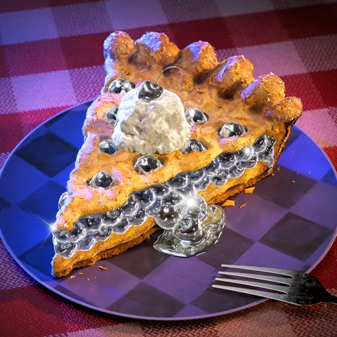 chromeberry pie, blunt action, 3D, 2025