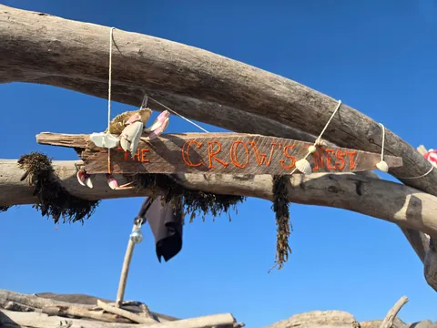 The Crow's Nest, a drift wood fort built by me on a beach in Central California