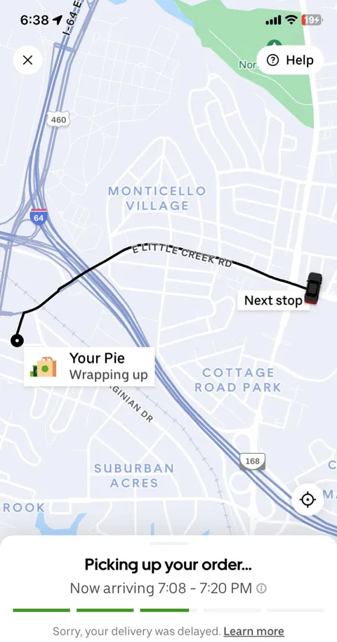Swapped to Uber Eats, dude hasn’t moved a centimeter in 40 minutes. There needs to be an option to swap drivers…