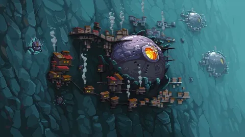 A settlement built on a Wall next to high tech сore from Wall World, our upcoming game