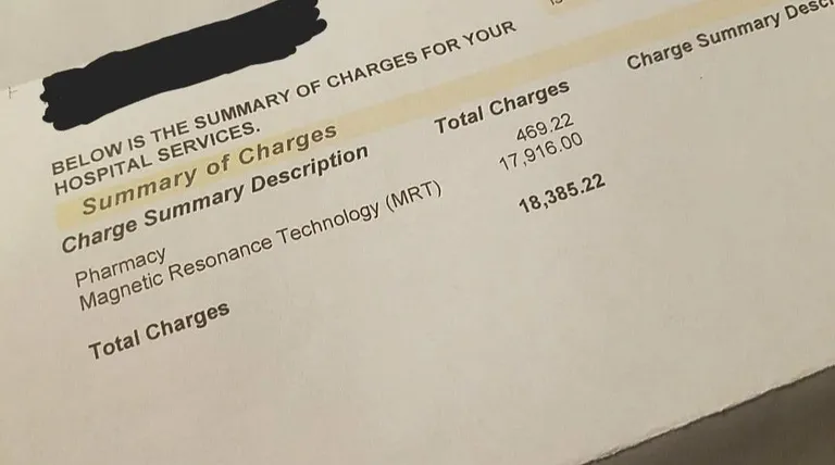 My hospital bill for a single MRI scan in the US