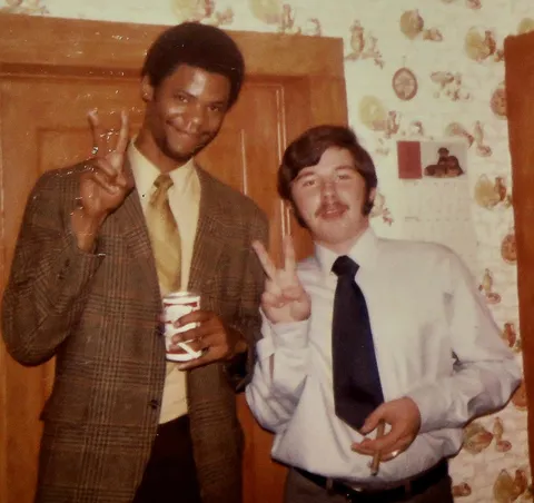 Me on the right and my best man Cleveland Lochard III . Cleve was 7'2". On my wedding day 1970. I was 17. This year will be 50 years of wedded bliss with my beautiful wife Louise.