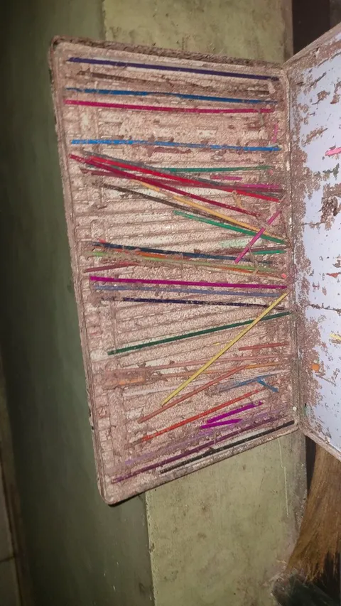 This old color pencil box after termites ate all the wood