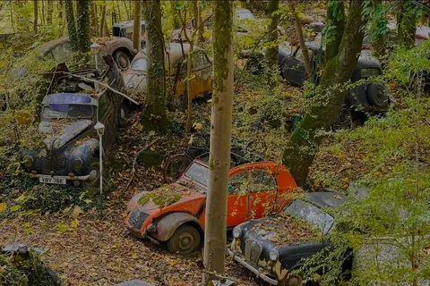 A vintage car graveyard in western Germany