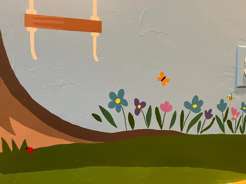 Playroom mural for our little girl is complete!