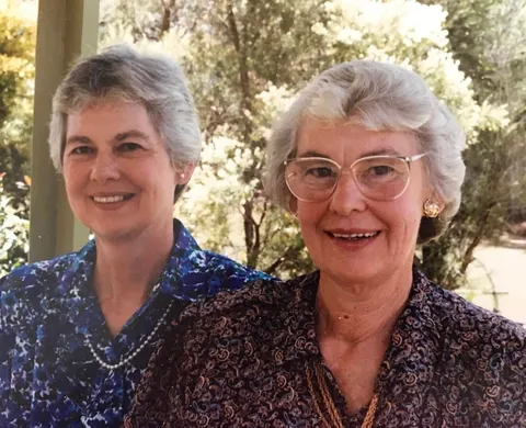My Grandma and her little sister (with their parents). Sydney, Australia. 1930s vs 60 years later.