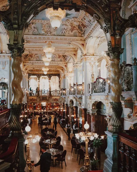 The famed New York Café in the Belle Époque Anantara New York Palace Budapest Hotel, which first opened in 1894 as a local office of the New York Life Insurance Company in Budapest, Hungary.