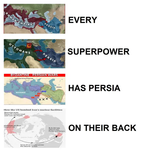 It's a golden rule in history that a global superpower must rival itself with Persia for centuries and never be able to conquer it.
