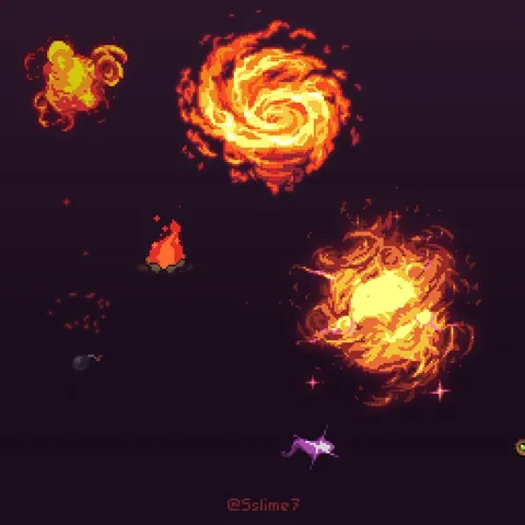 Some of the fiery VFX I made for different game projects! :D