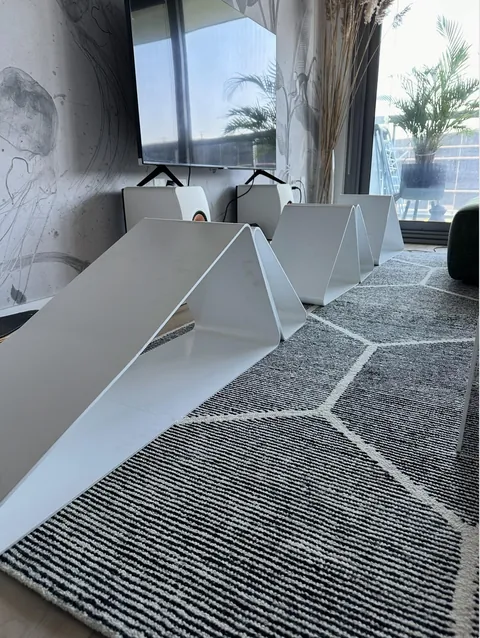 Built this TV console from scratch. Took me 3 months and a lot of swearing.