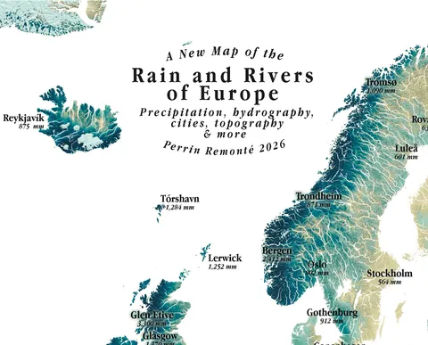 "A new map of the Rain and Rivers of Europe" an Ode to Water and streams, with a map I made today [OC]