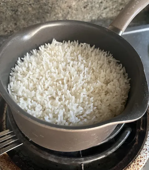 My rice pointing upwards after cooking