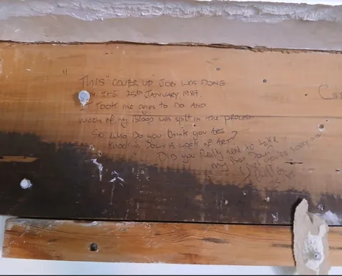 Found a message under some cladding from the previous house owner.