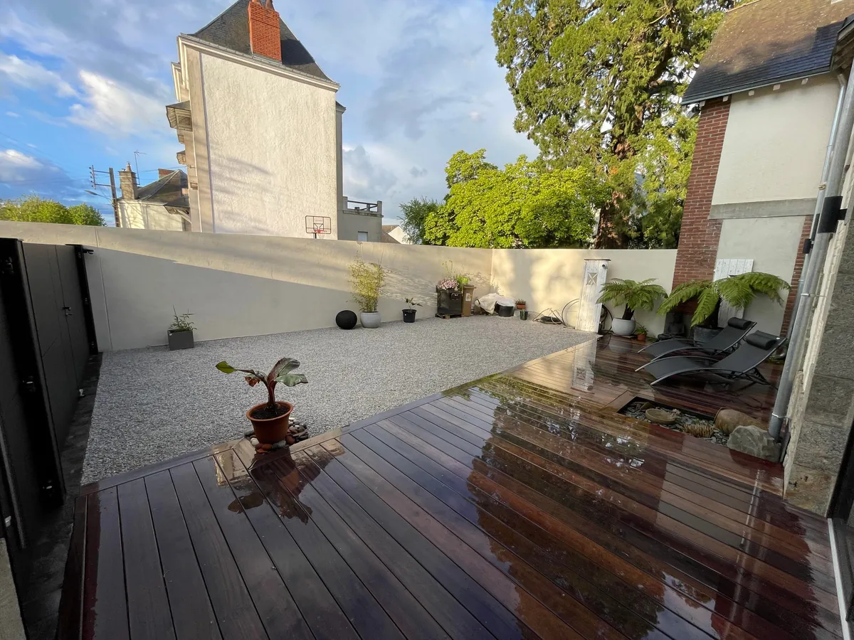 Wanted French doors and a beautiful deck, so I gave myself a task. Results after many, many weekends. 