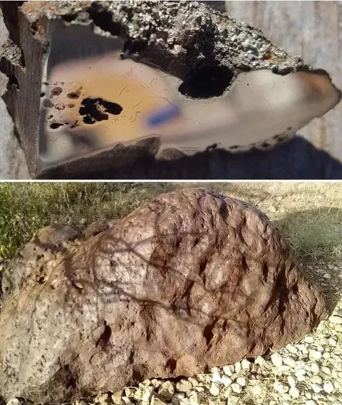 A giant meteorite that recently fell in Somalia contains at least two minerals that have never before been seen on our planet. The celestial piece of rock weighs a massive 16.5 tons (15 tonnes), making it the ninth-largest meteorite ever found.