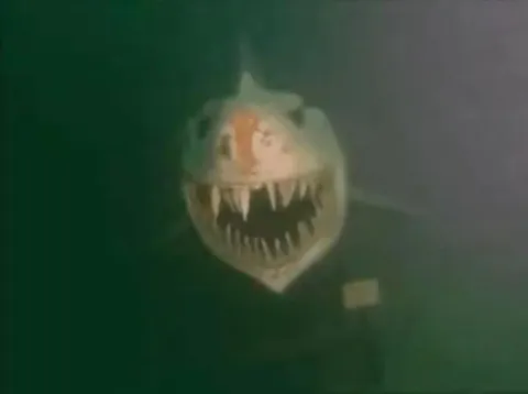 There’s a horrifying shark statue at the bottom of Lake Neuchâtel in Switzerland.