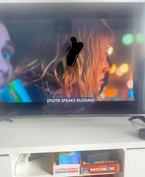 10 min long scene in russian and no subtitles but they show stupid captions like this.