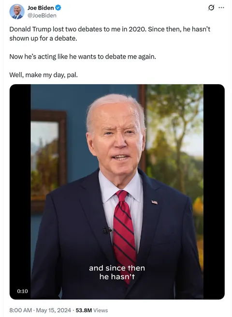 1 year ago today, Joe Biden challenged Donald Trump to a debate. The rest is history