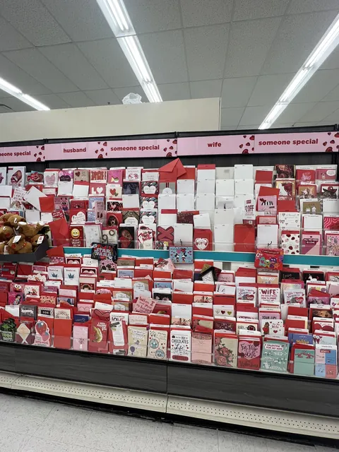 How empty the wife Valentine’s Day cards section is compared to husband