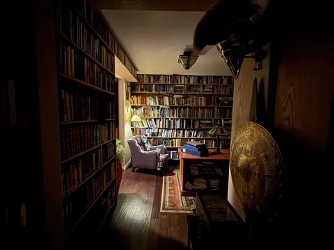 An evening view of the library as I’m shutting off the lights