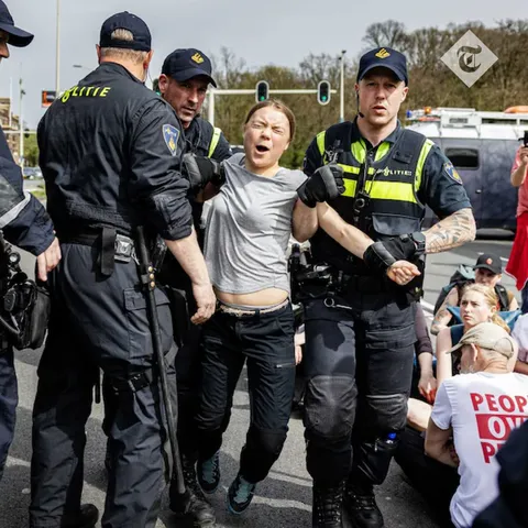 Greta Thunberg detained by police at climate demonstration in Netherlands