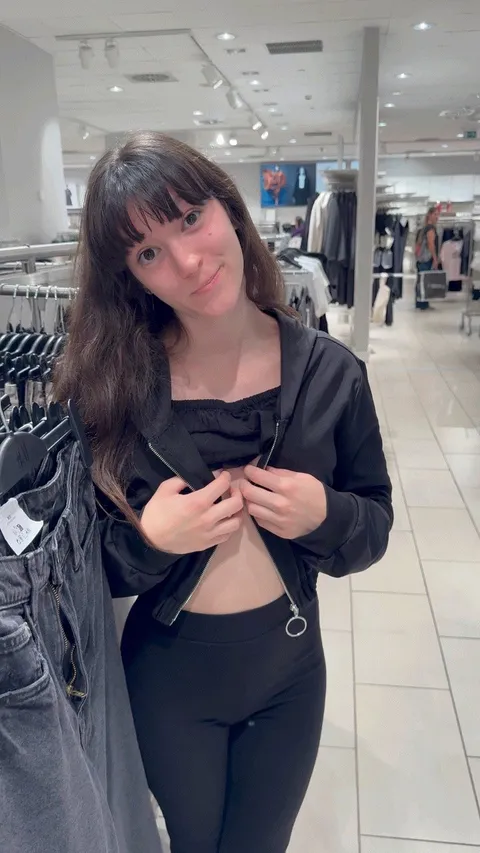 Flashing fun in the clothing store 