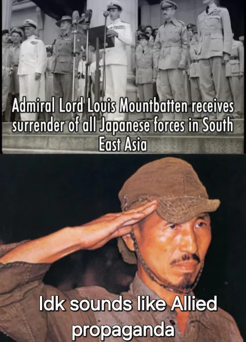 receives surrender of ALMOST* all Japanese forces in South East Asia