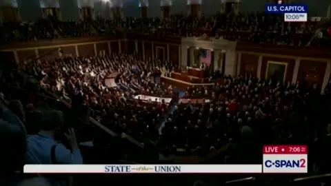 Rep. Ilhan Omar, alongside Rep. Rashida Tlaib, yells at Trump while he went on a racist tirade during the State of the Union Address: “You have killed Americans! You should be ashamed!”