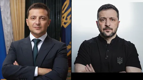 Volodymyr Zelensky in 2019 VS 2025