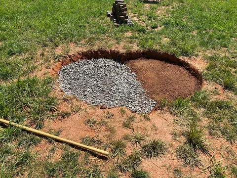 DIY fire pit; hand tools only.