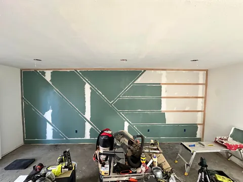 Turned my 1903 three car garage into 1/2 garage and 1/2 bedroom and bathroom my