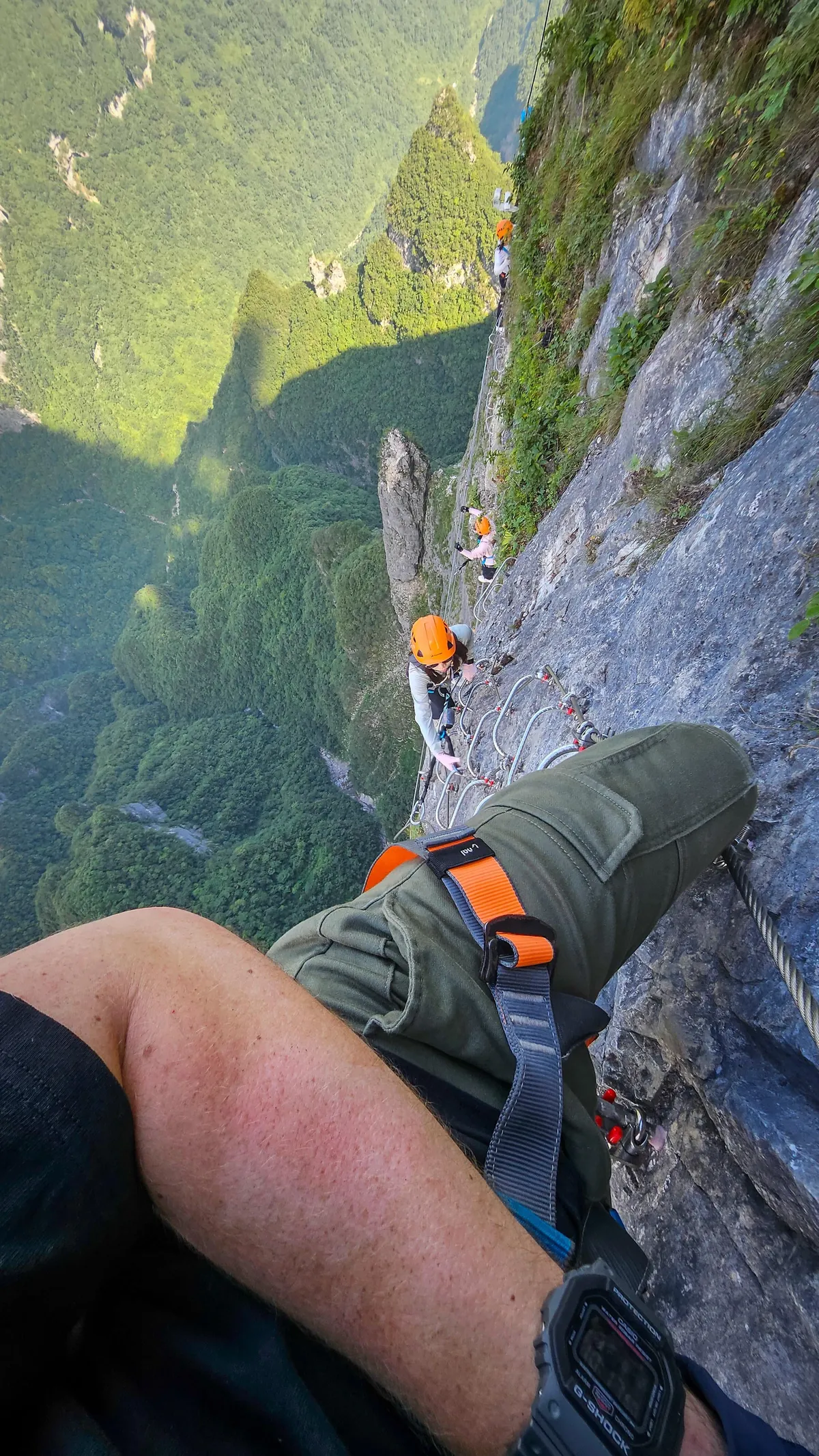 1480 meters big wall Via Ferrata and 168 meters sky ladder climbing challenge in Qixing moutain, Zhangjiajie, China during a solo travel