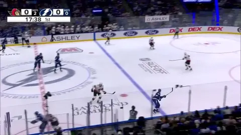 In his very first shift in the NHL, 6'9" 245lb Lightening forward Curtis Douglas drops the gloves with 6'5" 235 lb Senators wing Kurtis MacDermid