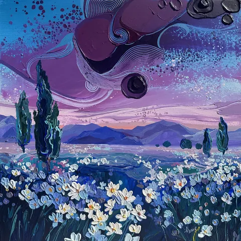 Dream over a Blooming Field, Anastasia Trusova, acrylic, 2026
