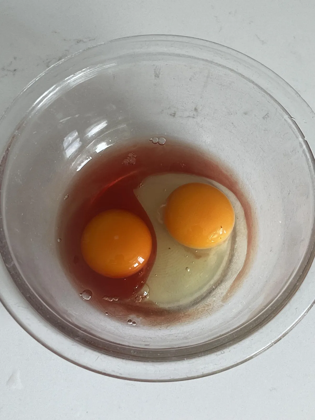 the egg i cracked had a red white.