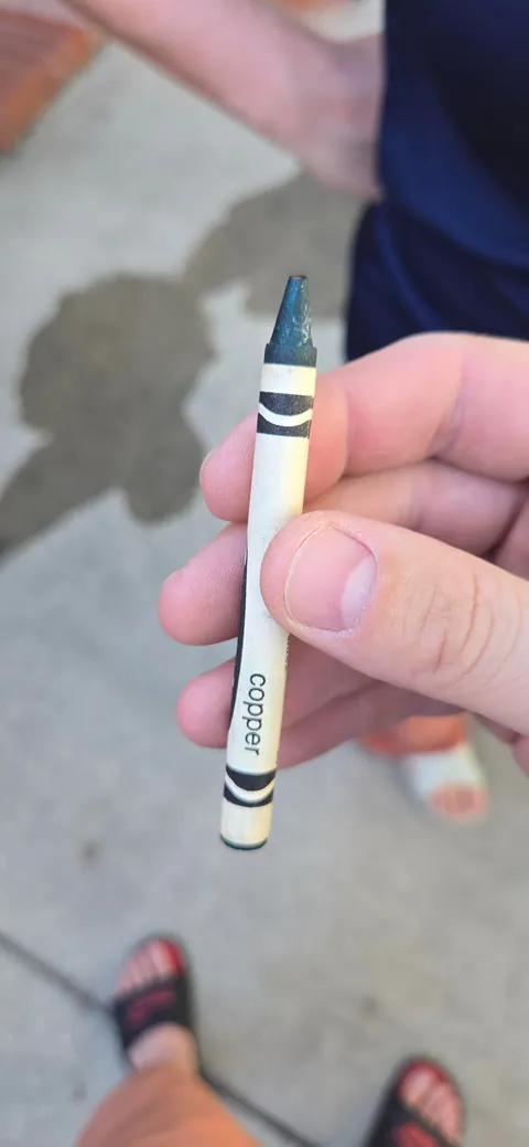 My copper crayon did what copper does and turned green