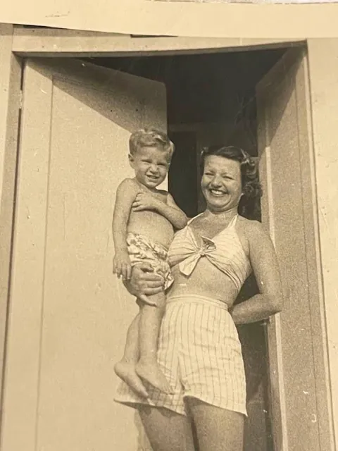 My grandpa with his mom, 1948