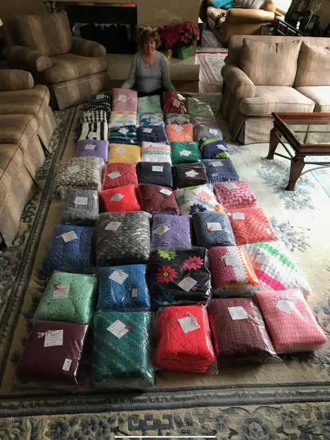 My mom crochets and donated 45 blankets to sick children this year.