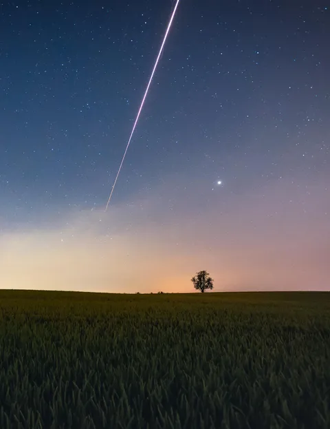 The unforgettable moment when i was photobombed by one of the very rare "earth grasing" fireball meteors, Dattenberg (Germany) [OC] [1543x2000]